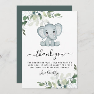 Elephant Eucalyptus Baby Shower Dankeskarte