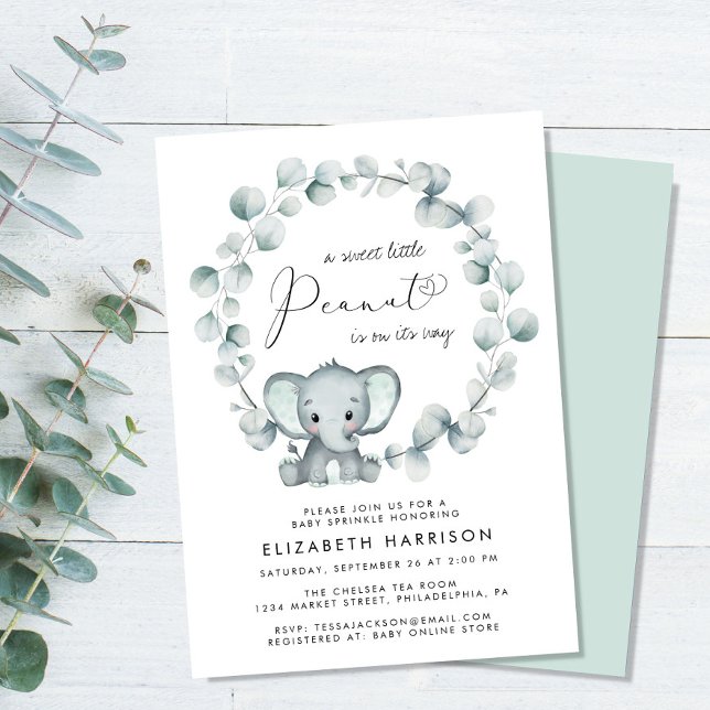 Elephant Eucalyptus Baby Sprinkle Einladung (Von Creator hochgeladen)