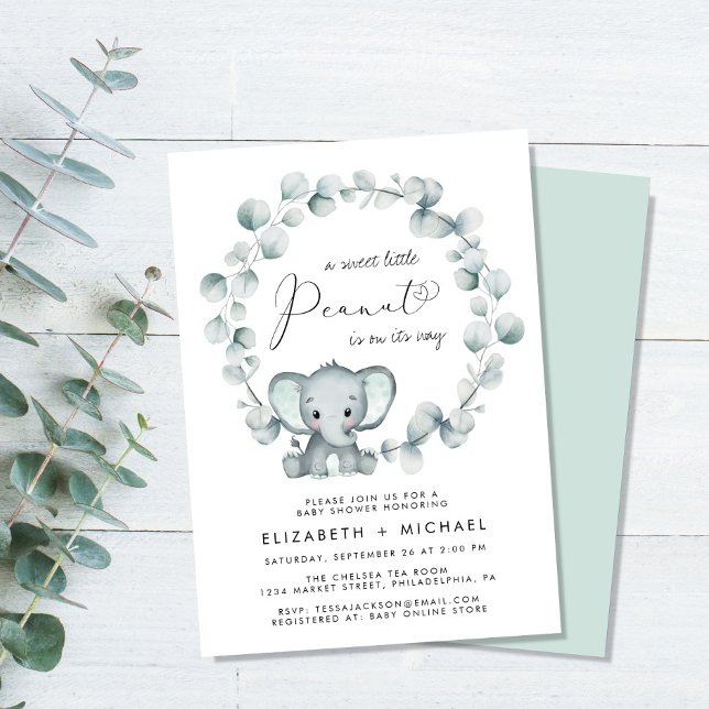 Elephant Eucalyptus Couples Baby Sprinkle Einladung (Von Creator hochgeladen)