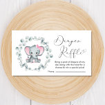 Elephant Eucalyptus Diaper Raffle Baby Girl Dusche Begleitkarte<br><div class="desc">Eine niedliche Einladungs-Karte für Mädchen,  die in einem hübschen Drehbuch mit einem Herzschlag und einer Aquarellfarbe eines pastellrosa Babyelefanten in einem Kranz aus Eukalyptusgrün eine "Windelraffe" enthält. Personalisieren Sie die Verlosung des Winzers in einfacher moderner Typografie.</div>