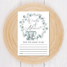 Elephant Eukalyptus Worte der Advice Baby Shower Begleitkarte