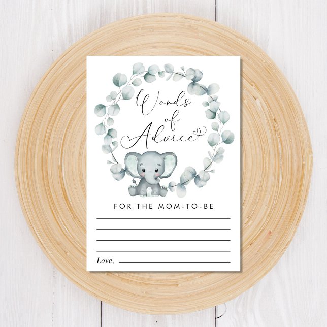Elephant Eukalyptus Worte der Advice Baby Shower Begleitkarte (Von Creator hochgeladen)