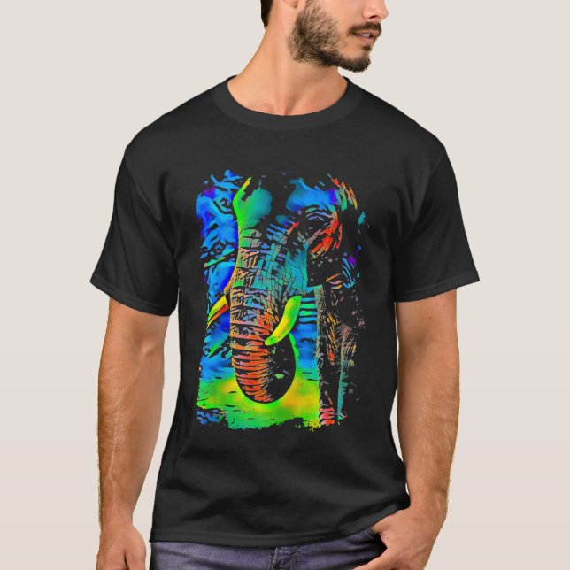 Elephant Face Pop Art T-Shirt (Vorderseite)