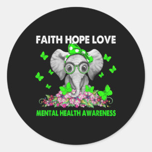 Elephant Faith Hope Liebe Psychische Gesundheit Be Runder Aufkleber