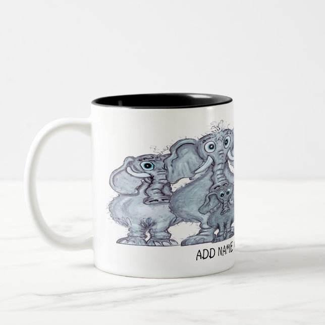 Elephant family cartoon zweifarbige tasse (Links)