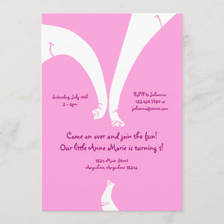 Elephant Family Girl Child Birthday Invitation Einladung