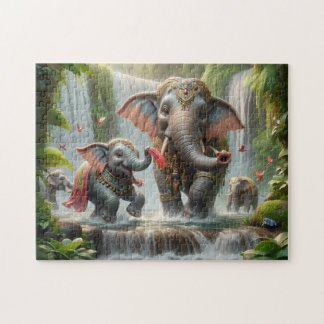 Elephant Family Jungle Waterfall Happy Time Puzzle