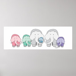 Elephant Family Poster Print