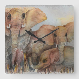 ELEPHANT FAMILY QUADRATISCHE WANDUHR