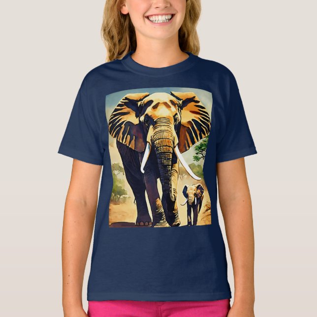 Elephant Family Watercolor T - Shirt Collection (Vorderseite)