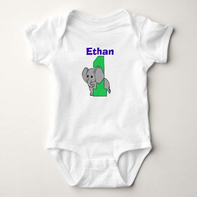 Elephant First Birthday Boy Shirt (Vorderseite)