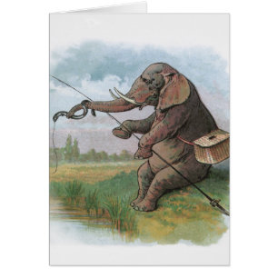 Elephant Fischer Fishing Illustration