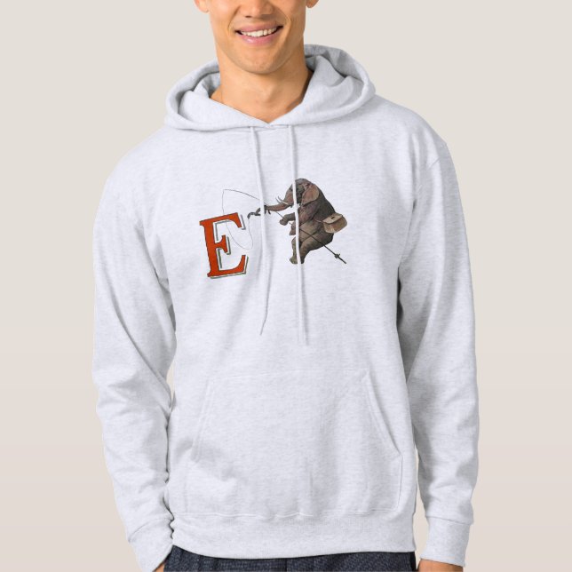 Elephant Fischer Fishing Illustration Hoodie (Vorderseite)
