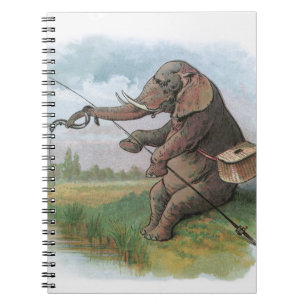 Elephant Fischer Fishing Illustration Notizblock