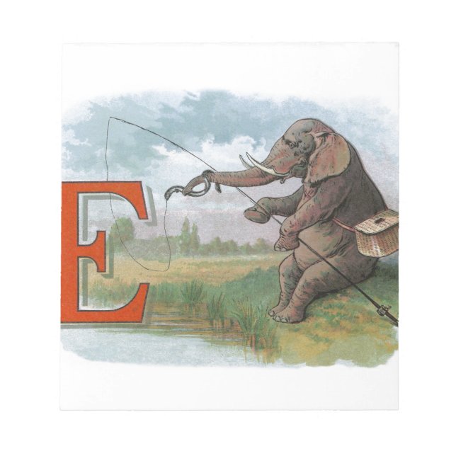 Elephant Fischer Fishing Illustration Notizblock (Vorderseite)
