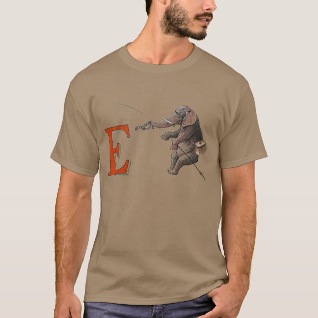 Elephant Fischer Fishing Illustration T-Shirt (Vorderseite)