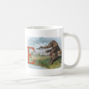 Elephant Fischer Fishing Illustration Tasse