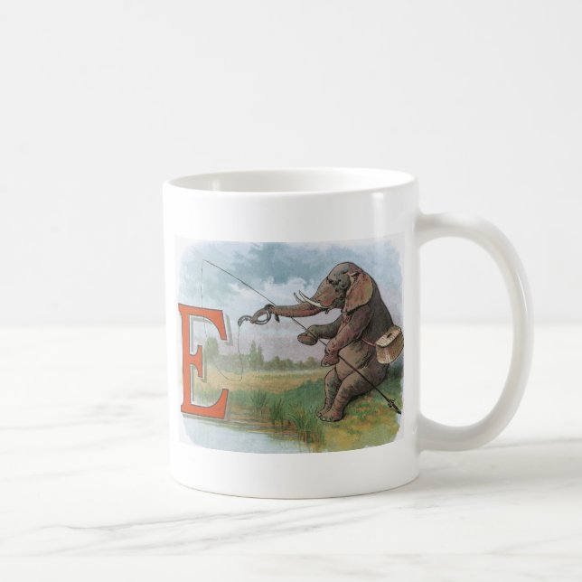 Elephant Fischer Fishing Illustration Tasse (Rechts)