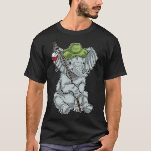 Elephant Fisher Angelrute Angeln T-Shirt