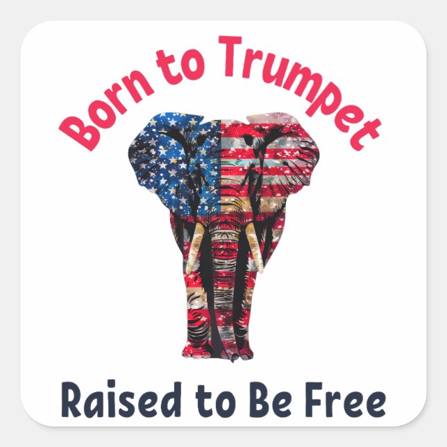 Elephant Flag America Quadratischer Aufkleber (Vorderseite)