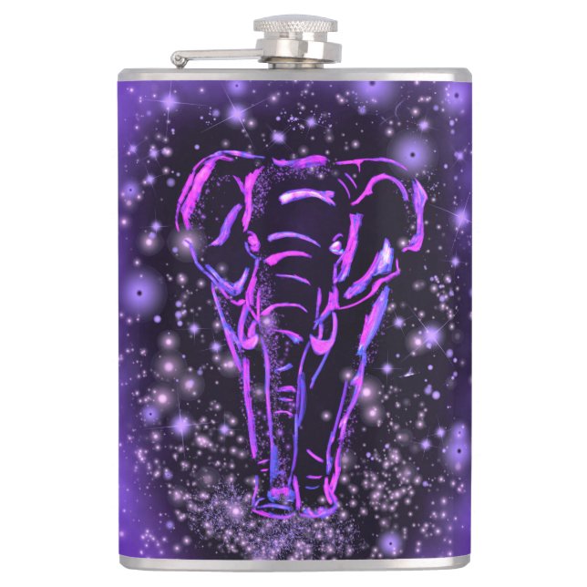 Elephant Flask Wandern bei Lila Starry Night Flachmann (Vorderseite)