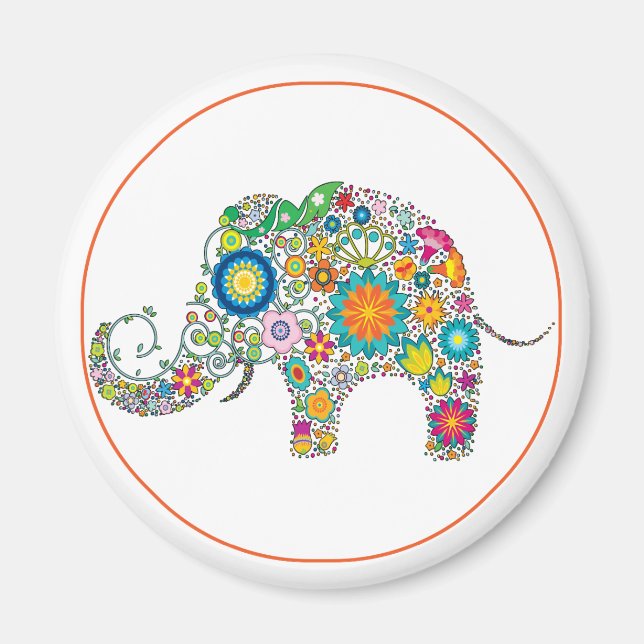 Elephant Floral Art Magnet (Vorne)