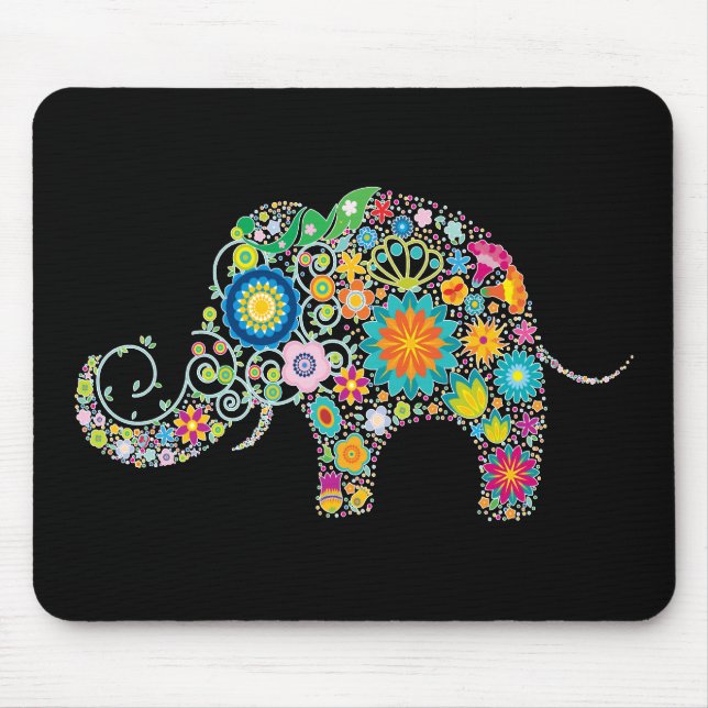 Elephant Floral Art Mousepad (Vorne)