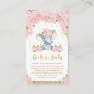 Elephant Floral Baby Dusche bringen ein Buch Begleitkarte