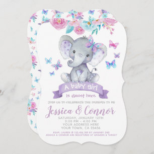Elephant Floral Baby Dusche Einladung