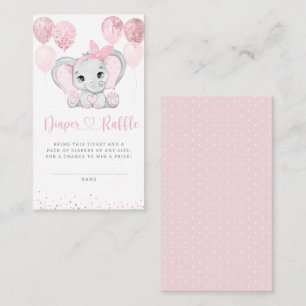 Elephant Floral Baby Duwer Diaper Raffle Begleitkarte