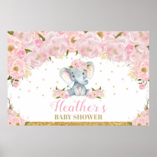 Elephant Floral Baby Shooting Backbanner Poster