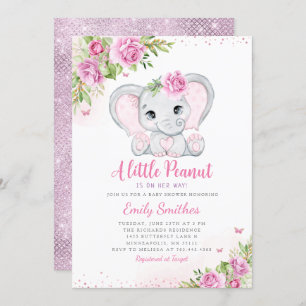 Elephant Floral Baby Shower Invitation Girl Einladung