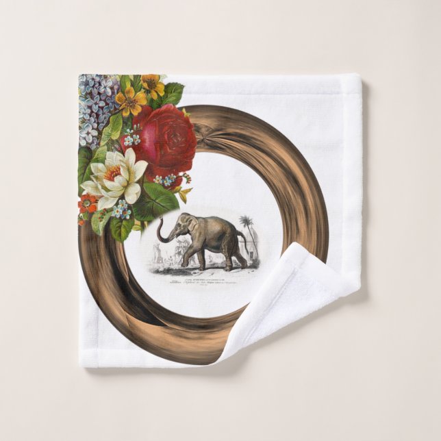 Elephant Floral Badezimmer Handtuch Sets (Waschlappen)