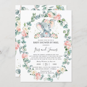 Elephant Floral Greenery Baby Shower von Mail Girl Einladung