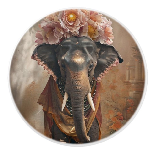 Elephant Floral Harmony Keramikknauf (Vorderseite)