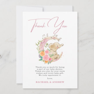 Elephant Floral Moon Babydusche Danke Karte