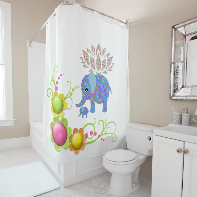 Elephant Floral Shower Vorhang (Beispiel)