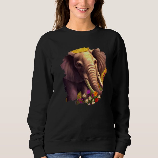 Elephant Flowers Cute Painting Flower Elephant  1 Sweatshirt (Vorderseite)