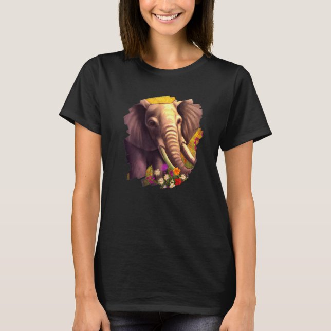 Elephant Flowers Cute Painting Flower Elephant  1 T-Shirt (Vorderseite)