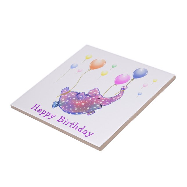 Elephant Flying Balloons Baby Birthda Keramik Tile Fliese (Seite)