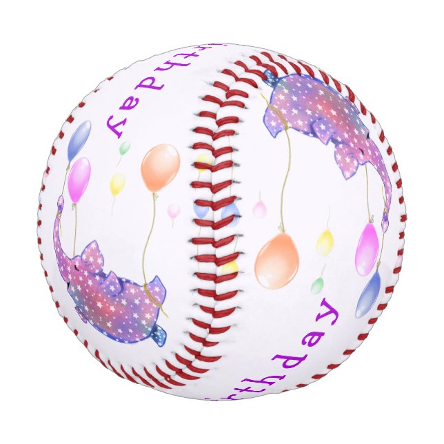 Elephant Flying with Balloons Funny Birthday Gesch Baseball (Schrägansicht)