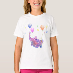 Elephant Flying with Balloons Funny T - Shirt