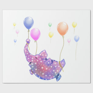 Elephant Flying with Balloons Funny Wrapping Paper Geschenkpapier