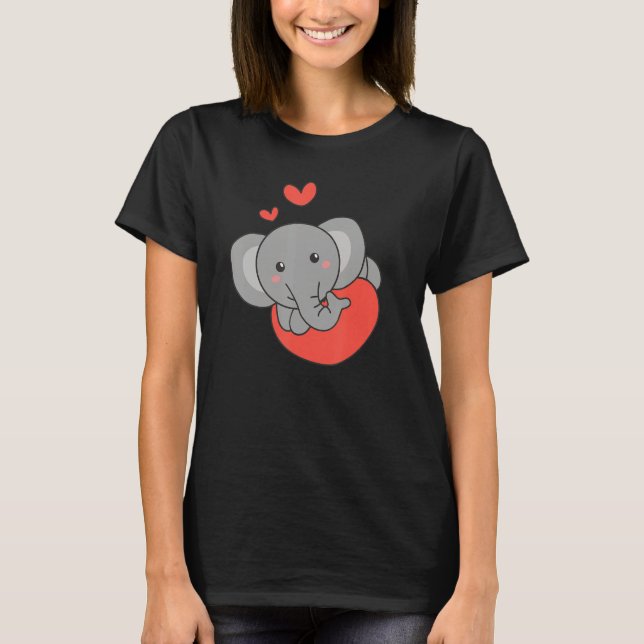 Elephant For Valentine s Day Cute Animals With Hea T-Shirt (Vorderseite)