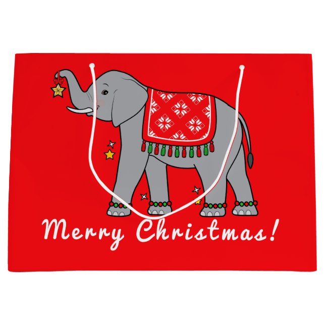 Elephant Frohe Weihnachten Große Geschenktüte (Vorderseite)