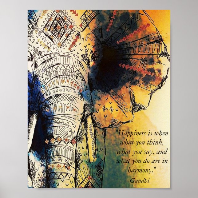 Elephant Gandhi Quote Poster (Vorne)