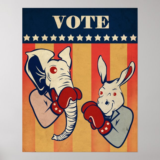 Elephant gegen Donkey Poster (Vorne)