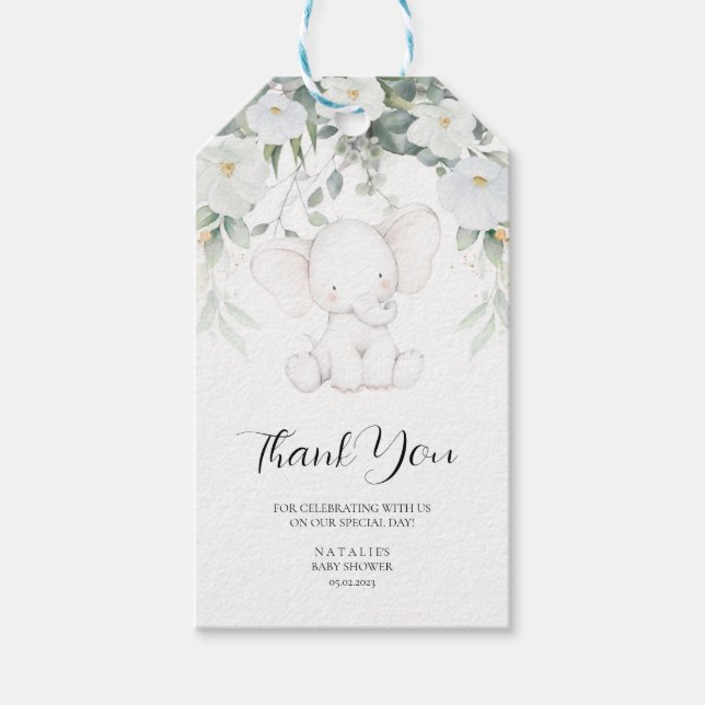 Elephant Gender Neutral Danke Geschenkanhänger (Vorderseite)