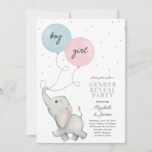 Elephant Gender Reveal Baby Einladung