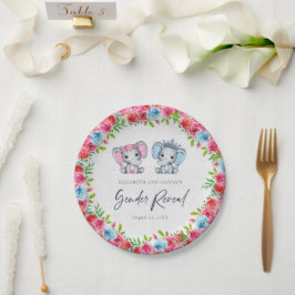 Elephant Gender Reveal Baby Shower Blau und Rosa Pappteller